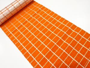 アンティーク　格子模様織り出し　八寸帯地反物